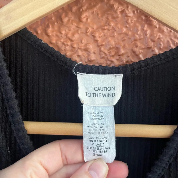 Women’s Caution to The Wind Black Faux Wrap Front Waffle Knit Dress Size Small - Picture 3 of 3